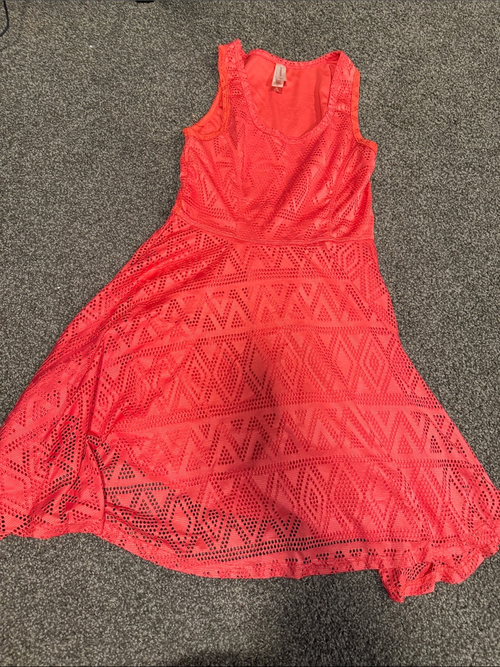 No Boundaries Coral Eyelet Fit & Flare Dress - Sleeveless